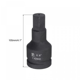 sourcing map 24mm Impact Hex Bit Socket, 1" Drive 105mm Length CR-MO Steel Metric Sizes