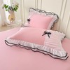 IHOUSTRIY Pink Duvet Cover Full Size, Ruffle Beddding Set with
