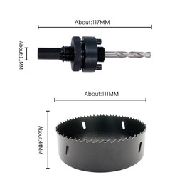 4.37 inch Hole Saw, LAIWEI 77mm Hole Cutter with A2 Heavy Duty Mandrel, 4341 Drill Bit,Cutting depth 38mm,For drilling holes in wood, aluminium profiles, PVC and metal pipes （3-1/32")