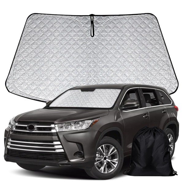 Kistrba Windshield Sunshade Cover Compatible with 2014-2019 Toyota Highlander, Midsize