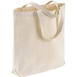 TBF 12-Pack Heavy Duty Sturdy Canvas Tote Bags with Handles - Reusable Natural Grocery Shopping Bags Blank Cloth Fabric for DIY, Crafts - 15x15x3