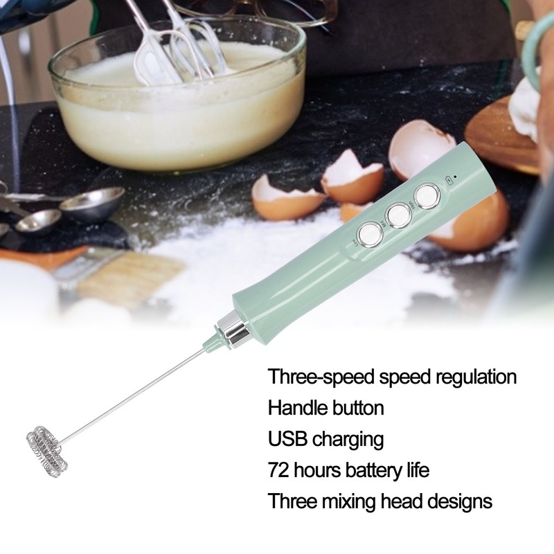Electric Mixer ThreeSpeed USB Charging 1200mAh Battery Handheld Milk Frother