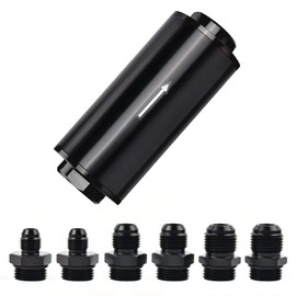 EVIL ENERGY Inline Fuel Filter 100 Micron with 6AN 8AN 10AN Adapter Universal 50MM