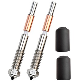 2PCS 450°C High-Temp Nozzle for Qidi Tech 4 Plus, 0.4mm Quick Swap Kit with CrzrCu Tip & Ceramic Heat Break, Includes 2 Silicone Socks