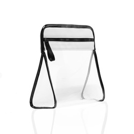 ZOOX Clarity, Luxury Toiletry Cosmetic Bag & Jetset Case w/Clear See-Thru Window, Travel TSA-Friendly (Ivory, Pouch, Large)