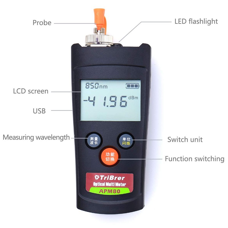 FTTH Handheld Optical Power Meter High Precision APM80T Miniature Fiber