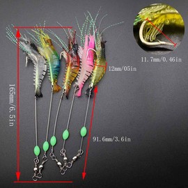 WJUAN 5 Colours Fluorescence Shrimp Fishing Lure, 3.5 Inch Rubber Bait with Hook, Simulation Soft Bait Suitable for Fly Fishing, Perch, Sea Fish, Predatory Fish