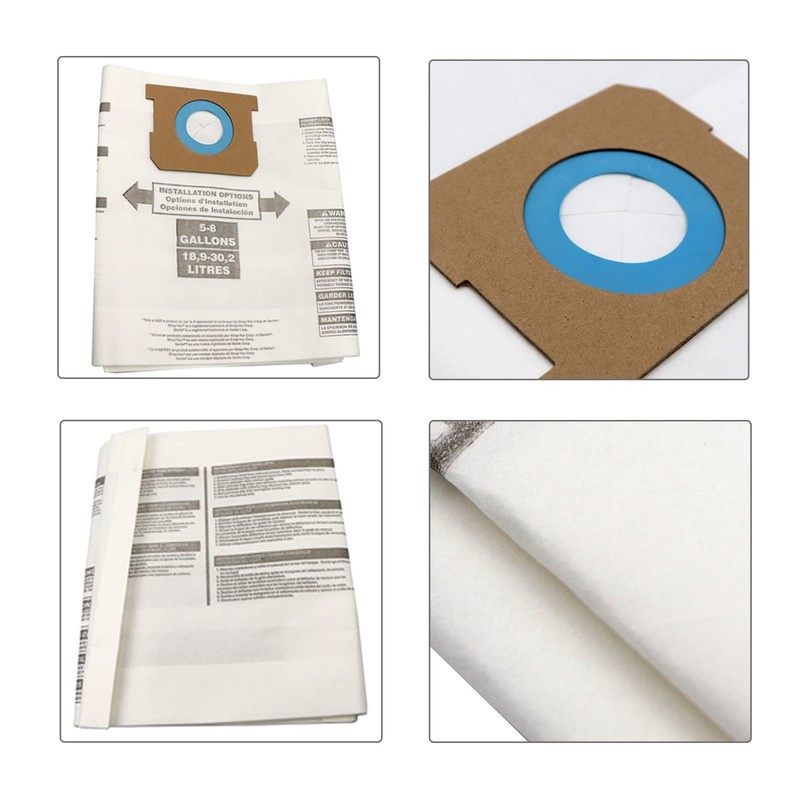 5 Pack Replacement Filter Bags 5-8 Gallon for Shop Vac