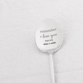 Remember I Love You Mom Gifts Spoons for Mother Mum Mother's Day Birthday Gift from Children Kids Husband Gifts for Mother Mommy Tea Coffee Spoons for Mom Mama Spoon Stainless Steel Engraved