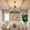 9MMML 10 Lights Wagon Wheel Chandelier, Black Round Globe Wrought