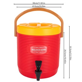 Stainless Steel Insulated Beverage Dispenser, 3.43Gal/13L Hot and Cold Drink Dispenser with Faucet, Thermal Drink Container for Tea, Coffee, Milk, Juice, Party, Catering, Outdoor Use (Red, 13L)