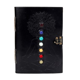 Vintage Leder Journal, 200 handgemachtes Büttenrand Papier Journal, Leder Skizzenbuch, Leder Notizbuch, Leder Journal für Frauen, Sieben Chakra Leder Journal, Sieben Stein Journal Leder