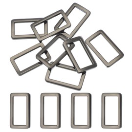sourcing map 8pcs Metal Flat Rectangle Ring, 32mm(1-1/4inch) Metal Rectangular Buckle Rings Square Strap Webbing Loop for Bag Belt Purse DIY Craft, Gun Black
