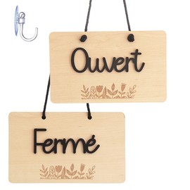 Smile BB - Panneau Ouvert Fermé pour Magasins, Entreprises, Restaurants, Plaque en Bois Ouvert Fermé