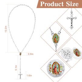 Brilucky 12 PCS Virgen De Guadalupe White and Black Rosary Beads Bulk for Baptism Favors, Rosarios Catolicos First Communion Favors for Guests, Bulk Rosaries Rosarios Catolicos 12 Pack Para Recuerdos