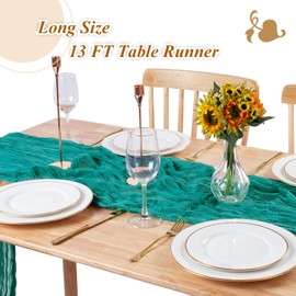 SAJOO Cheesecloth Table Runner Gauze Table Runners Teal 13.3ft 2 Pack Long Boho Gauze Table Runner Rustic Sheer Table Runner for Wedding Decor Baby Bridal Shower Birthday Party Decorations