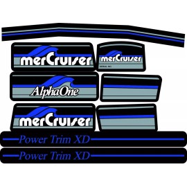 MERCRUISER THE MOST COMPLETE BLUE ALPHA ONE GEN ONE WITH / BLUE RAMS STICKER SET