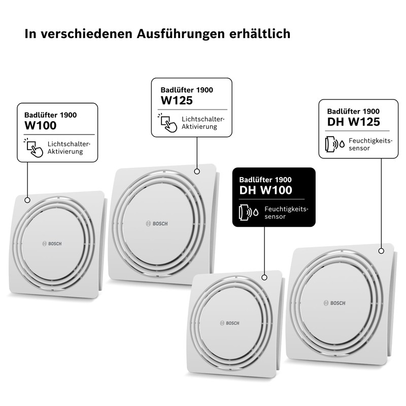 Bosch 1900 DH W100 Quiet Bathroom Fan with Humidity Sensor