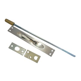 QCAA Solid Brass Extension Flush Bolt with Rod 12", Satin Chrome, 1 Pack, Made in Taiwan