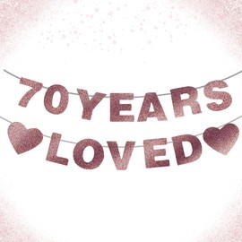 70th Birthday Decorations for Woman Rose Gold Glitter Banner