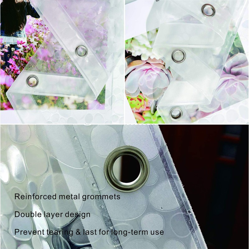 SUJAYU EVA Shower Curtain Liner with 12 Plastic Hooks, 72x72