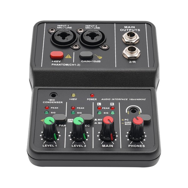 2 Channel Professional DJ Audio Mixer 16-Bit DSP Sound Board