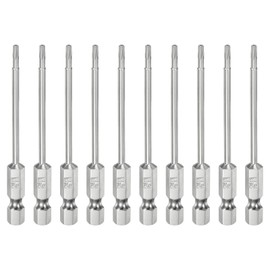 QUARKZMAN 10 Pieces T8 Torx Bit 1/4 Inch Hex Shank 3 Inch Long S2 Steel Magnetic Tamper Proof Star Bits Set Screwdriver Torx Head with Hole Bit Set for Cordless Screwdriver