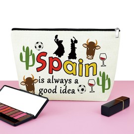 Mxrymvu Spain Travel Gift Makeup Bag Spain Gifts for Women Spain Lover Gift Spain Gift Ideas Zipper Pouch Cosmetic Bag Vacation Gifts Birthday Christmas Gift for Friends Spain Is Always A Good Idea