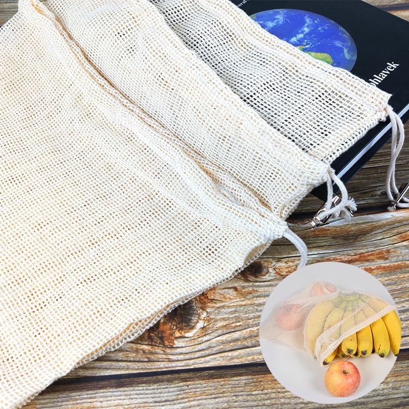 ZONADA Set of 9 Biodegradable Cotton Fruit & Veggie Mesh