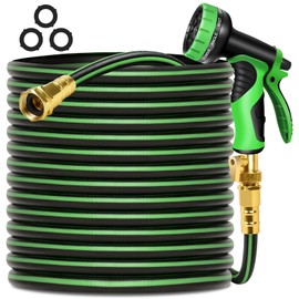 Wabolay Garden Hose 100 ft Non-expandable Water Hose Flexible Durable 5 Layers TPV No Kink Lightweight Hybrid Hoses Heavy Duty with 3/4’’ Fittings-10 Way Nozzle Collapsible Outdoor Pipe for Yard Lawn