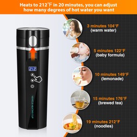 Auto-Reisebecher-Wasserkocher, 12 V/24 V Auto-Wasserkocher, schnelle Heiztemperatur einstellbar 75–100 W mit LCD-Display, tragbarer Auto-Heizbecher, geeignet für Arbeit, Schule, Reisen und Camping