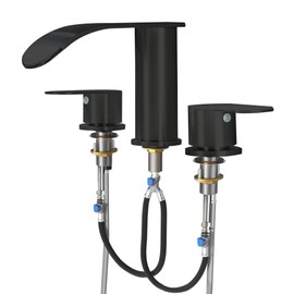 DOUBLUOEG Matte Black Roman Tub Faucet Deck Mount Waterfall Bathtub Faucets Set High Flow Bathtub Faucet for 3 Hole