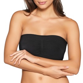 mtuihfo 2 PCS Bandeau Tops Women, Bandeau Bra Padded Strapless Bras for Women, Bandeau Tube Top Bra Bralette (UK, Alpha, M, Regular, Regular, Black&White)