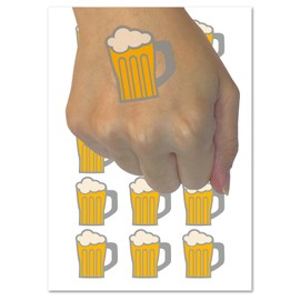 Beer Stein with Foam Temporary Tattoo Water Resistant Fake Body Art Set Collection - 15 2" Tattoos (1 Sheet)