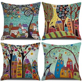RABUSOFA Spring Summer Decor Pillow Covers 18x18 Set of 4,Colorful Pillows Decorative Throw Pillows Covers,Teal Cushion Covers Accent Sofa Pillow Cases for Couch Sofa Chair Outdoor