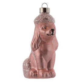 Karma, Christmas Hanging Ornament, Poodle Mercury Glass Ornament Pink