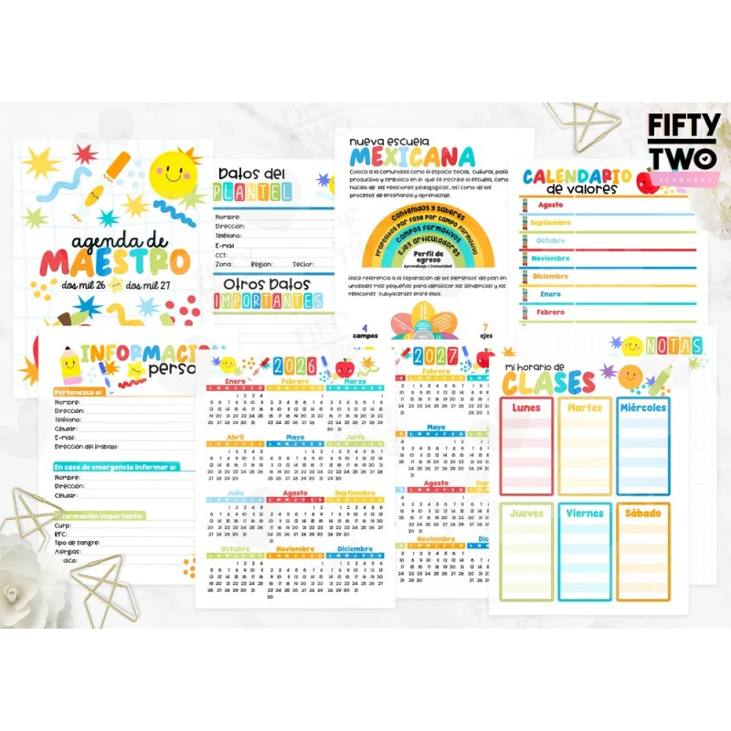 Agenda Premium Happy Docente 2026-2027 (medio Oficio)