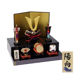 Boys’ Day Doll, Ceramic Brocade, Multi-Level Shusse-Kabuto, Original Boys’ Day Doll with Exclusive Postcard, Mini Kabuto Decoration, 7.1-inch (18-cm) Width