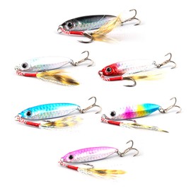 Spotlip Metal Jig Set 6pcs All Season 7g/10g/15g/20g/25g/30g Boat Saltwater Fishing Lures Set (25g)