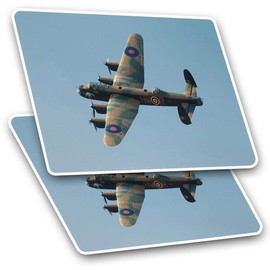 2 x 10cm Rectangle Vinyl Stickers - Avro Lancaster Bomber Vintage Plane 13086
