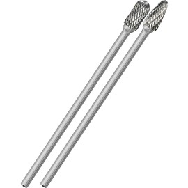 Sworker 2Pcs Long Carbide Burr Set 6mm Shank Total L 155mm Die Grinder Bits Rotary Rasp Attachment Cut Port Grind Metal Cast Iron Steel Aluminum Cylinder Head Engine Intake Exhaust Manifold Tight Area