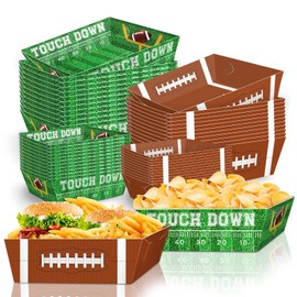 WEEPA 48 Pcs Football Party Decorations Paper Food Trays, Football Party Favors Food Trays Disposable Football Party Supplies Football Decor Serving Tray Birthday Bowl Party Food Boats Nacho Tray