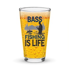 Bass Fishing Is Life 16oz Printed Pint Glass