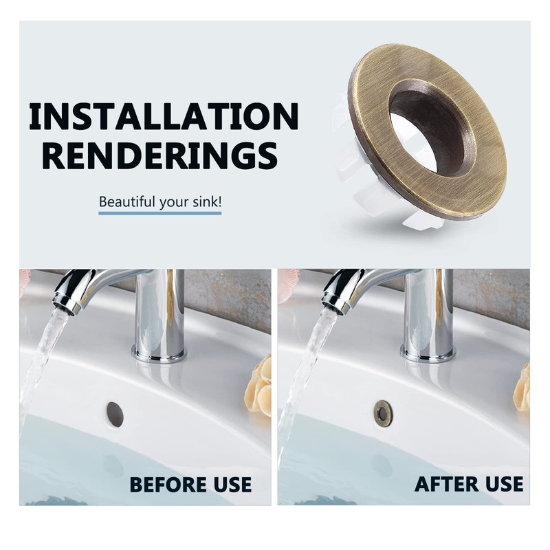 Qjaiune 3 Pack Bathroom Sink Overflow Trim Ring, Antique Bronze