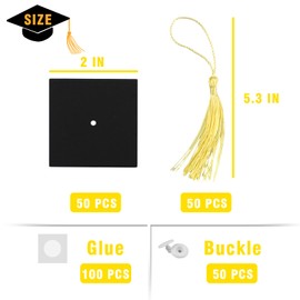 POUYRBA Graduation Cap Chocolate Decorations, 50pcs Black and Dark Blue 2025 Graduation Party Set for Chocolates Candies