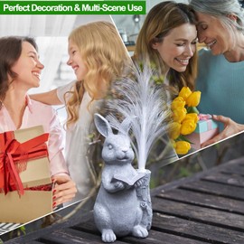 Solar Rabbit Garden Statue with Color-Changing LED Lights – Bunny Figurine for Outdoor Patio, Lawn, Yard & Balcony Decor, Perfect Gardening, Housewarming & Birthday Gifts for Women, Mom & Grandma