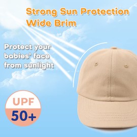 Peecabe Plain Toddler Baseball Hat Unisex Cotton Kids Trucker Hat Adjustable Baby Boys Sun Caps Girls Baseball Cap 1-5Y (54cm(6-8Y), Khaki)