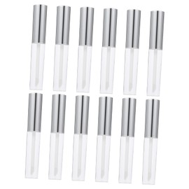 Mikinona 12pcs Lip Gloss Storage Tubes Round Empty Container with Silver Electroplated Cap Portable Lightweight for Lip Glaze and DIY Cosmetics