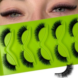 Cat Eye Lashes Natural Look Short Fluffy Faux Mink Strip Lashes Wispy C Curl Cateye False Eyelashes Pack