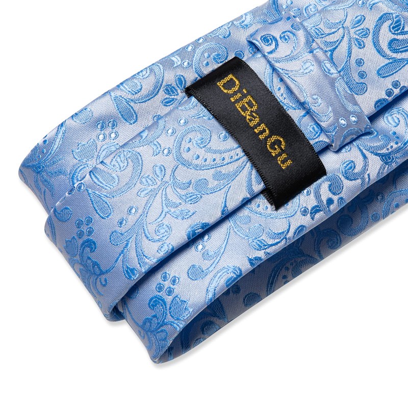 DiBanGu Conjunto de corbata de seda para hombre, Floral Azul
